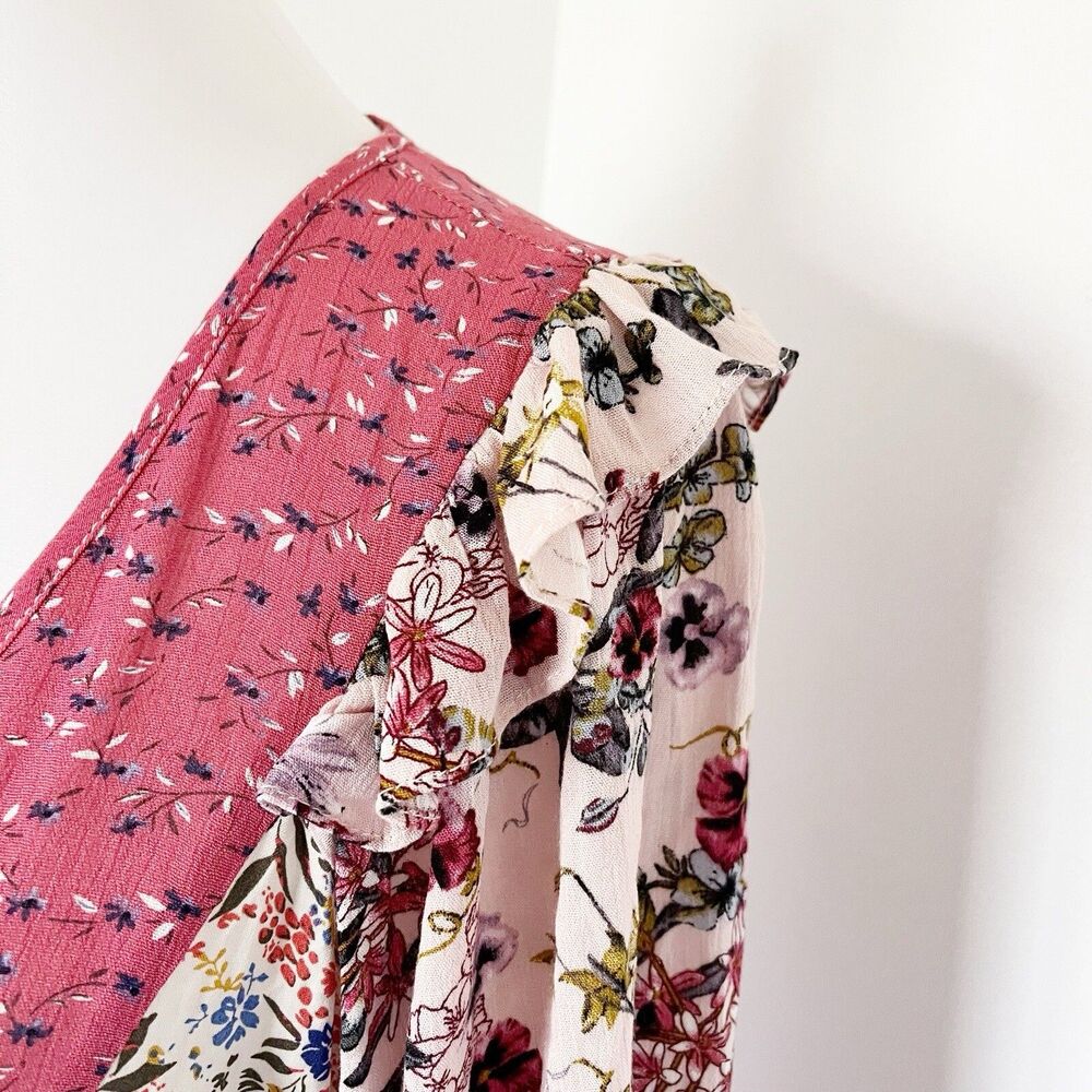 GiGio Oversized Tunic Blouse Top Shirt Dress Size Medium Floral Cottagecore Boho - Picture 8 of 16